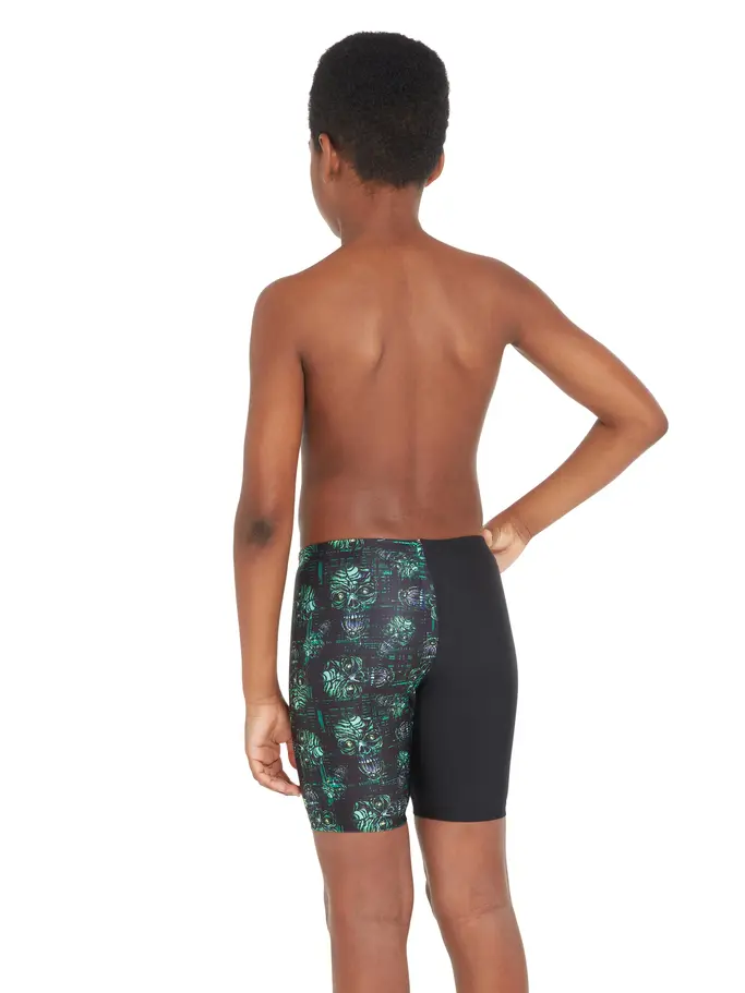 , voir image en taille réelle de la vue frontale de Product detail - Boys Zombie Print Mid Length Swimming Jammer ZOM