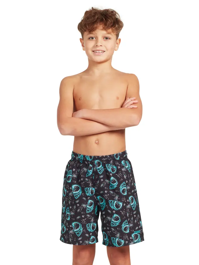 Sale, Ver imagen de tamaño completo de Vista frontal de Product detail - Boys Sharky 15 Inch Print WaterShorts SRKY