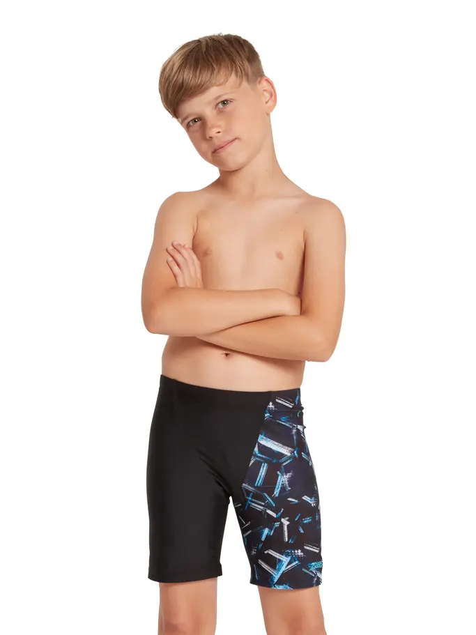 Sale, view full size image of Front view of Product detail - Boys Alloy Volt Print Mid Length Swimming Jammer ALLY