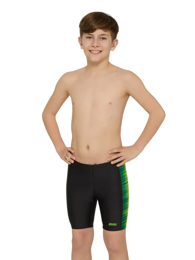 Sale,Clearance, view full size image of Front view of Product detail - Boys Pipeline Printed Green Panelled Mid Jammer PIGN