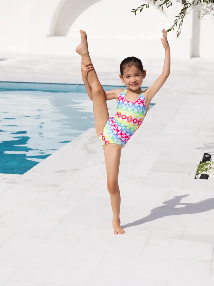 New, view full size image of Front view of Product detail - Girls Rainbow Haze Actionback One Piece Swimsuit RBHZ