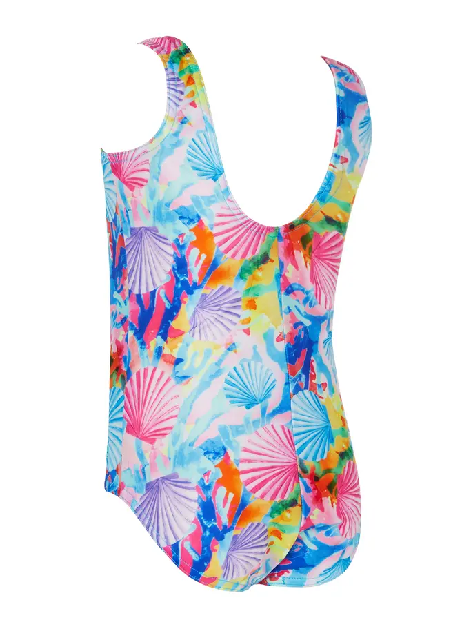 , view full size image of Front view of Product detail - Girls Crazy Clams Scoopback One Piece CZCL