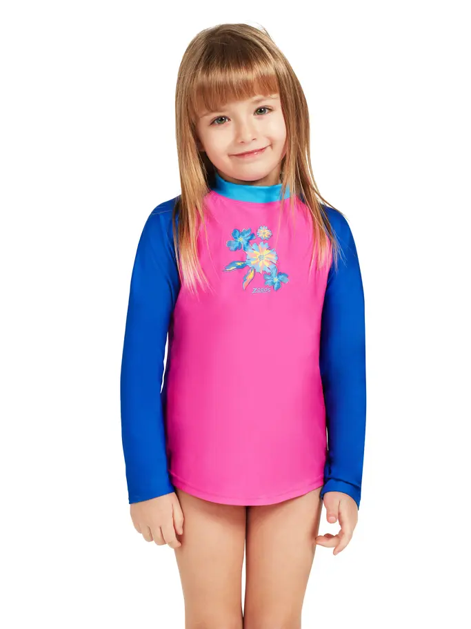 Sale,Clearance, view full size image of Front view of Product detail - Girls Lily Long Sleeve Sun Top lila