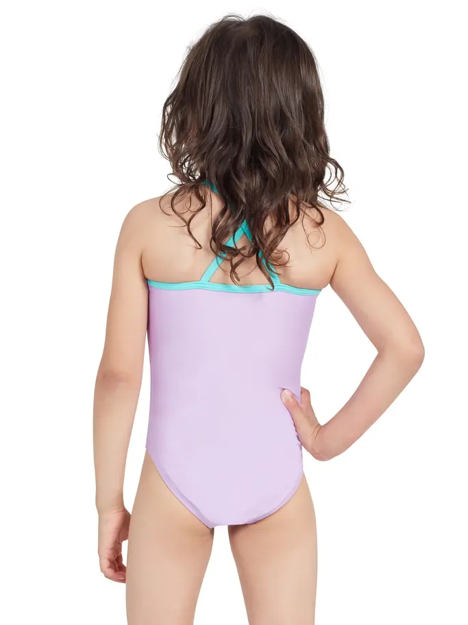 Sale,Clearance, view full size image of Front view of Product detail - Girls Ditzy Dancer Crossback One Piece Swimsuit DZDA