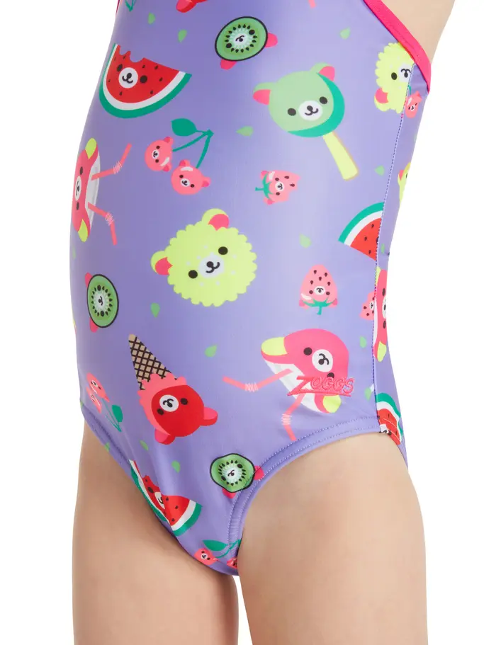 Sale,Clearance, Ansicht Großes Bild der Vorderseite Product detail - Girls Teddy Fruits Tex Back Swimsuit TEDF