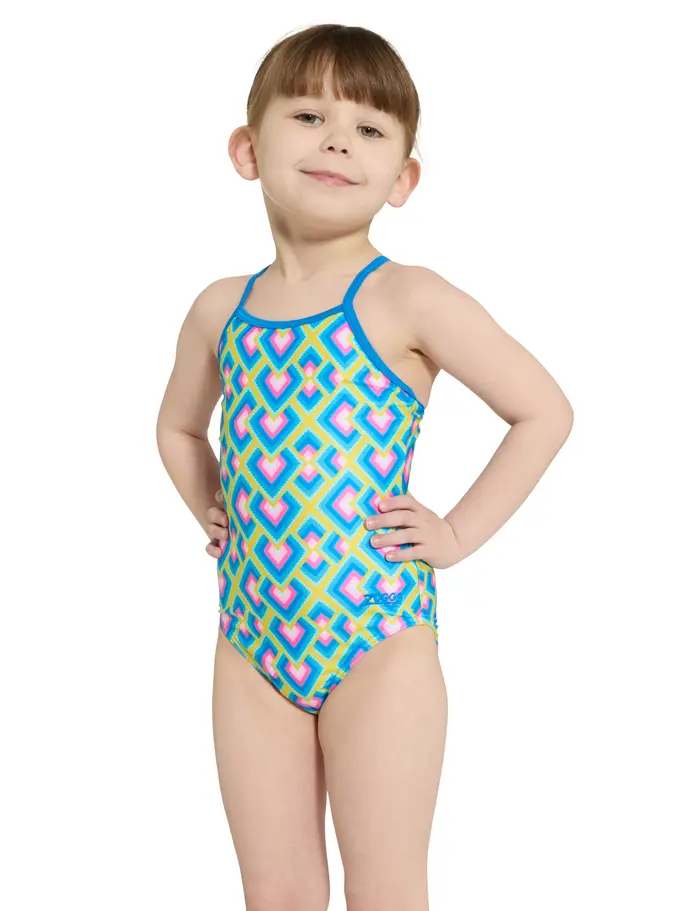 Sale, view full size image of Front view of Product detail - Girls Xena Texback Swimsuit XENA
