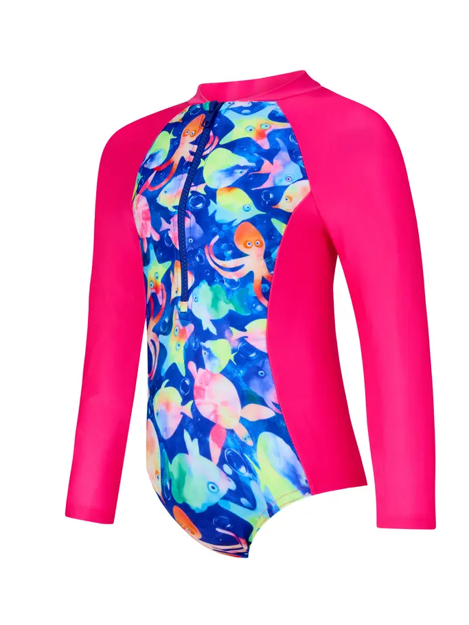 New, view full size image of Front view of Product detail - Girls Bubbles Paddle Suit BUBB