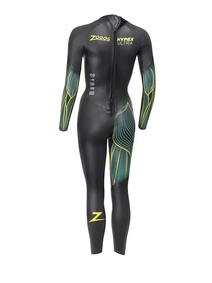 , view full size image of Front view of Product detail - Womens Hypex Ultra FS Triathlon Wetsuit black/yellow