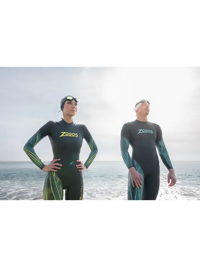 , view full size image of Front view of Product detail - Womens Hypex Ultra FS Triathlon Wetsuit black/yellow