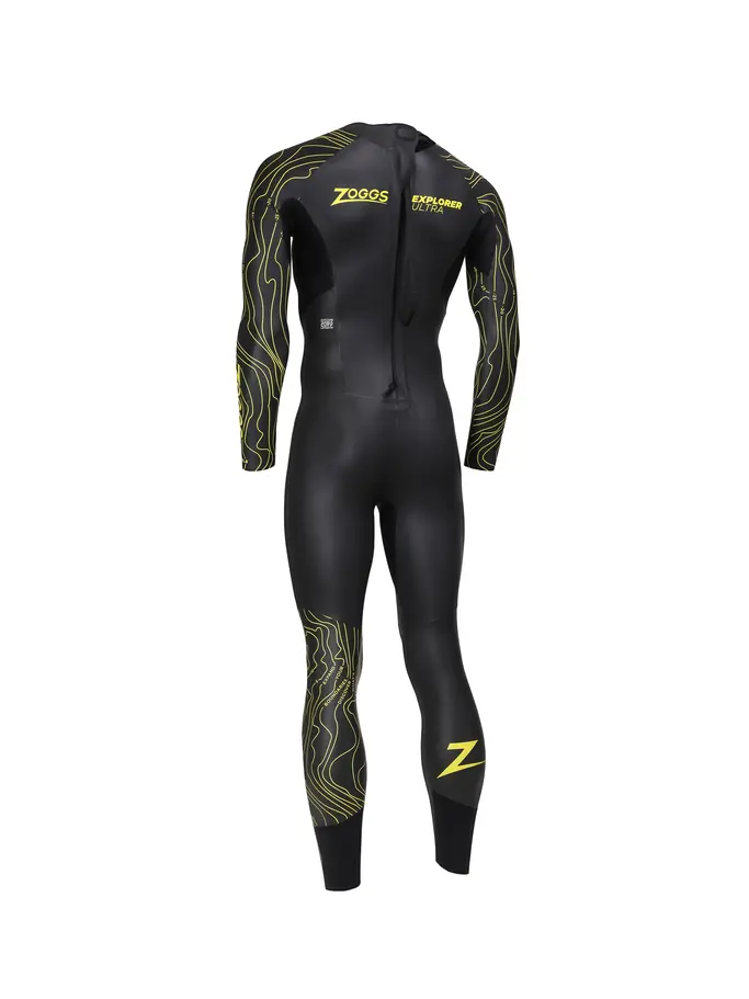, view full size image of Front view of Product detail - Mens Explorer Ultra FS Open Water Wetsuit black/yellow