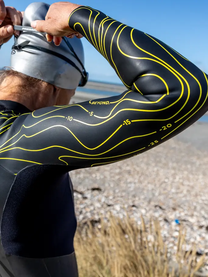 , view full size image of Front view of Product detail - Womens Explorer Ultra FS Open Water Wetsuit black/yellow