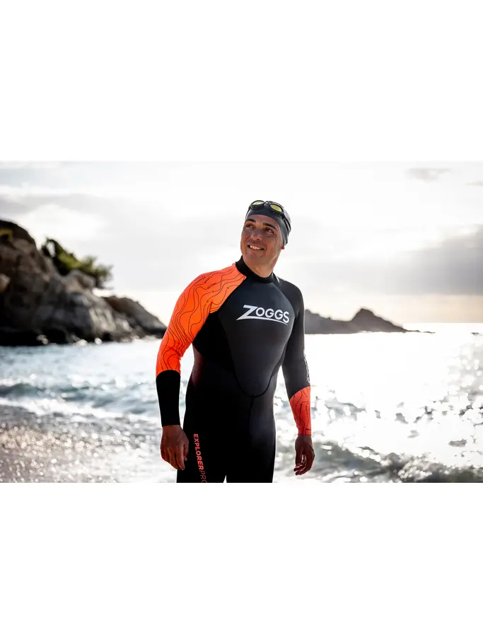 , view full size image of Front view of Product detail - Mens Explorer Pro FS Open Water Wetsuit black/red