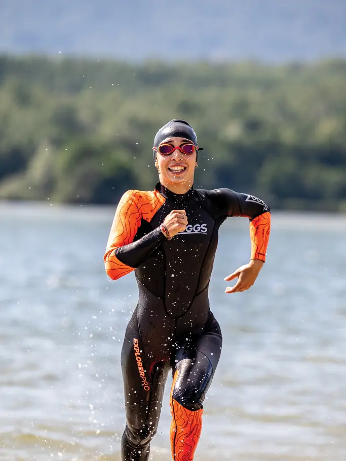 , view full size image of Front view of Product detail - Womens Explorer Pro FS Open Water Wetsuit black/red
