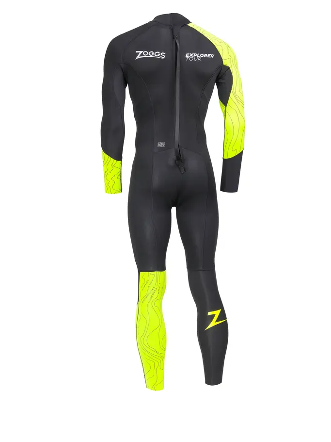 , view full size image of Front view of Product detail - Mens Explorer Tour FS Open Water Wetsuit black/yellow
