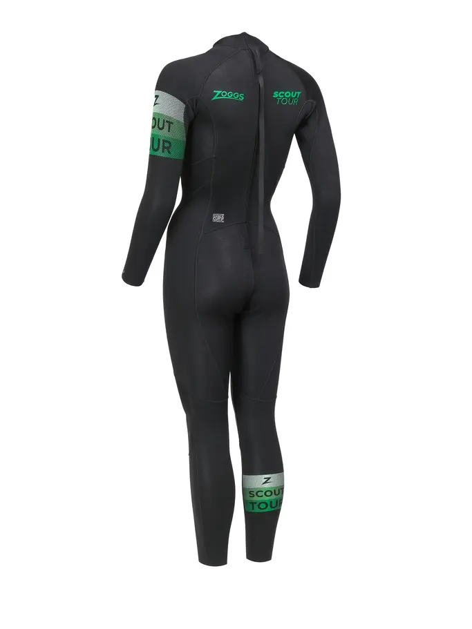 , view full size image of Front view of Product detail - Womens Scout Tour FS Open Water Wetsuit black/green