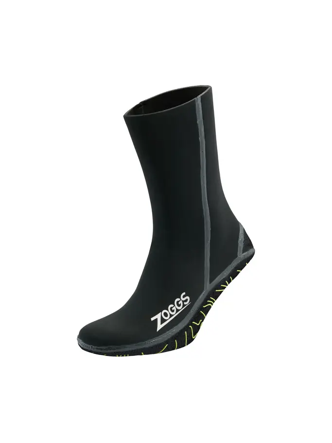 New, view full size image of Front view of Product detail - Zoggs 2mm Neoprene Swimming Socks black/yellow