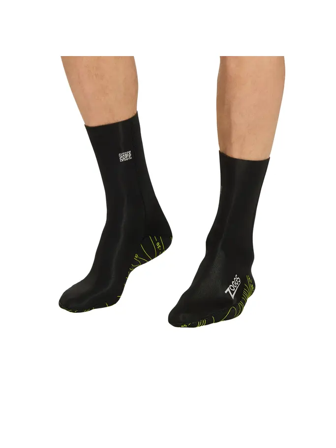 New, view full size image of Front view of Product detail - Zoggs 2mm Neoprene Swimming Socks black/yellow