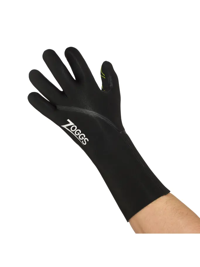 New, view full size image of Front view of Product detail - Zoggs 3mm Neoprene Swimming Gloves black/yellow