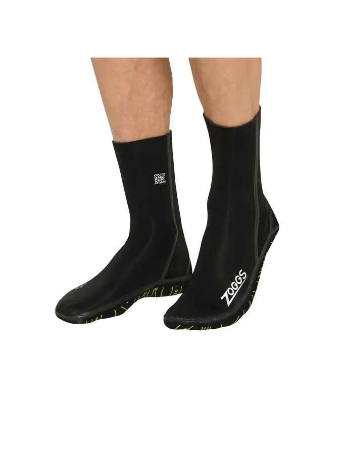 New, view full size image of Front view of Product detail - Zoggs 3mm Neoprene Swimming Socks black/yellow