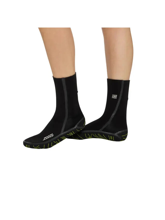 New, view full size image of Front view of Product detail - Zoggs 3mm Neoprene Swimming Socks black/yellow
