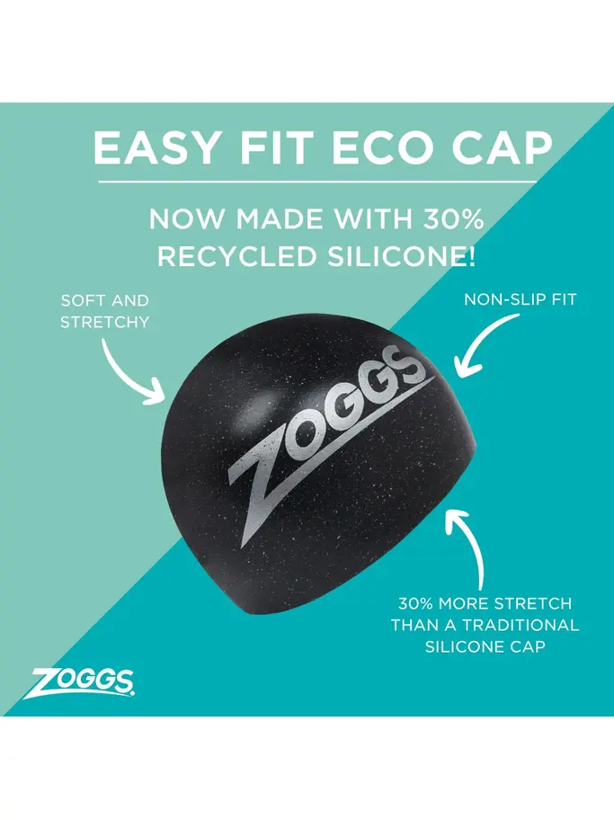 , view full size image of Front view of Product detail - Easy Fit Eco Swimming Cap black