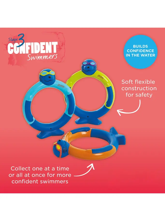 , view full size image of Front view of Product detail - Zoggy Dive Rings AST