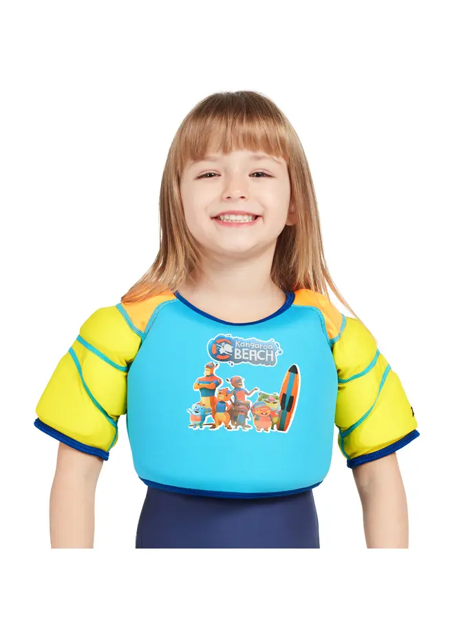 , view full size image of Front view of Product detail - Kangaroo Beach Water Wings Vest blue/yellow