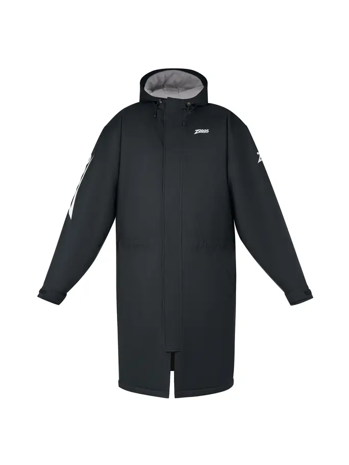, view full size image of Front view of Product detail - Zoggs Sports Swim Team Unisex Parka Coat black