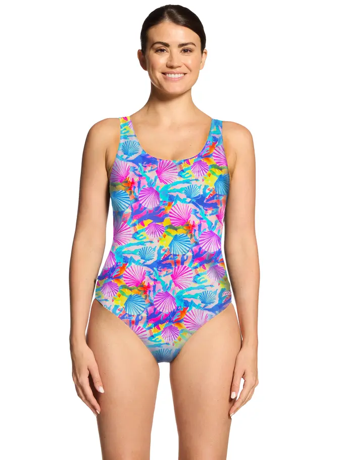Product overview - Crazy Clams Silver Lined Scoopback Swimsuit CRAZ