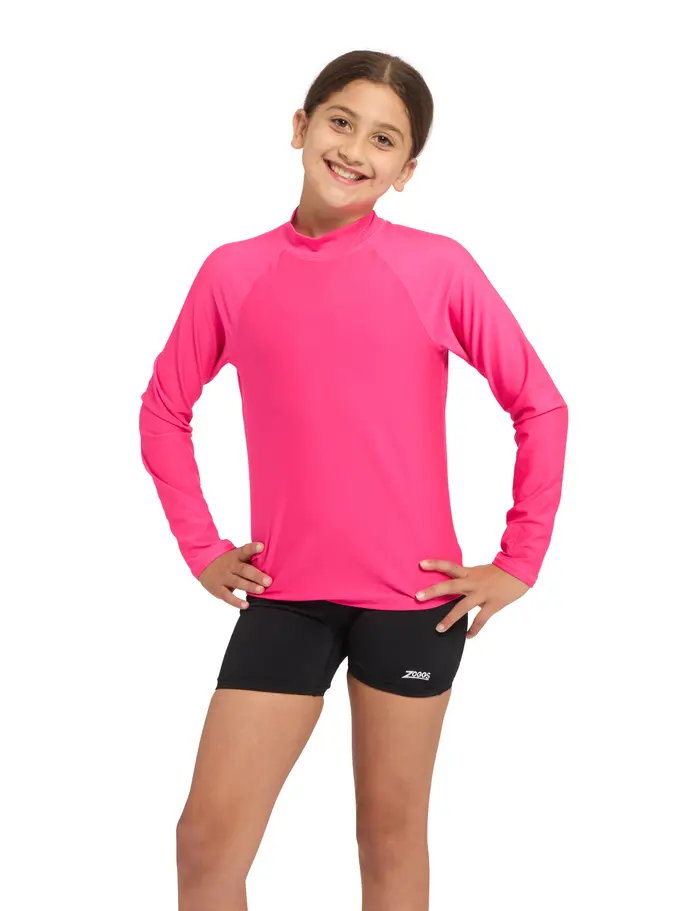 Product overview - Bells Long Sleeve Sun Top Girls Ecolast pink